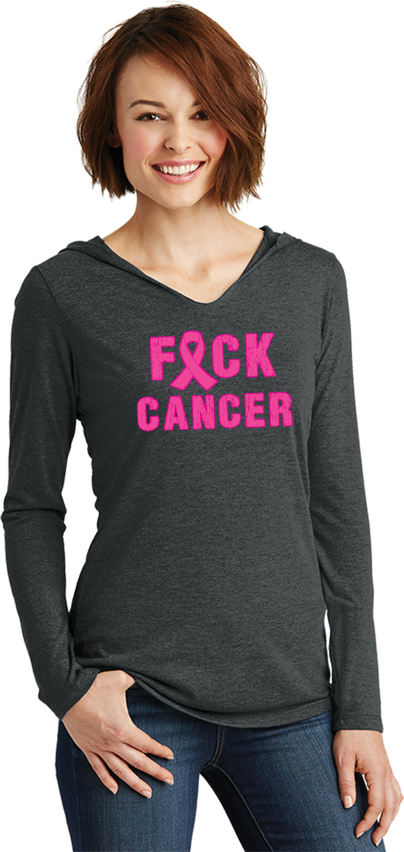 Ladies Breast Cancer T-shirt Fxck Cancer Tri Blend Hoodie - Yoga Clothing for You