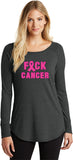 Ladies Breast Cancer T-shirt Fxck Cancer Tri Blend Long Sleeve - Yoga Clothing for You