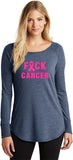 Ladies Breast Cancer T-shirt Fxck Cancer Tri Blend Long Sleeve - Yoga Clothing for You