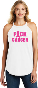 Ladies Breast Cancer Tank Top Fxck Cancer Tri Rocker Tanktop - Yoga Clothing for You