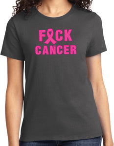 Ladies Breast Cancer T-shirt Fxck Cancer Tee - Yoga Clothing for You