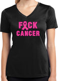 Ladies Breast Cancer T-shirt Fxck Cancer Moisture Wicking V-Neck - Yoga Clothing for You