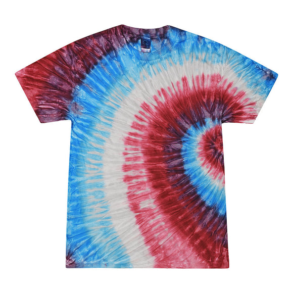 Tie Dye Multi Color Swirl Classic Fit Crewneck Short Sleeve T-shirt for Kids, Fire Cracker - Yoga Clothing for You