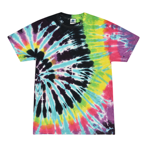 Tie Dye Multi Color Spiral Classic Fit Crewneck Short Sleeve T-shirt for Kids, Flashback - Yoga Clothing for You