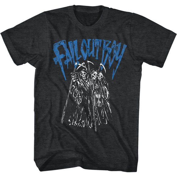 Fall Out Boy Grim Reaper Adult Black Heather Tee Shirt - Yoga Clothing for You