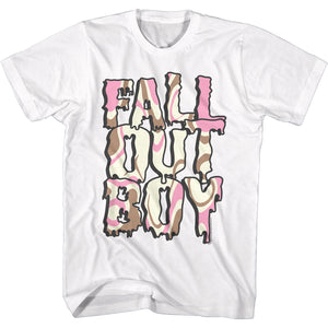 Fall Out Boy Neapolitan Melting Logo Adult White Tall Tee Shirt - Yoga Clothing for You