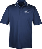 White Ford Oval Crest Chest Print Two Tone Polo Shirt - Yoga Clothing for You