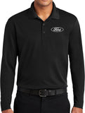 White Ford Oval Crest Chest Print Long Sleeve Polo Shirt - Yoga Clothing for You