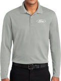 White Ford Oval Crest Chest Print Long Sleeve Polo Shirt - Yoga Clothing for You