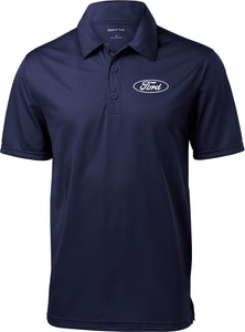 White Ford Oval Crest Chest Print Textured Polo Shirt