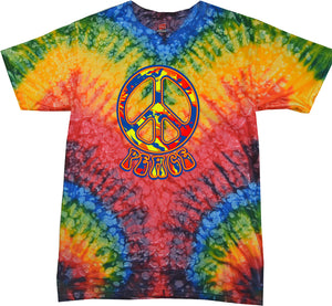 Funky Peace Sign Tie Dye T-shirt - Yoga Clothing for You