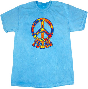 Peace T-shirt Funky Peace Sign Mineral Washed Tie Dye Tee - Yoga Clothing for You