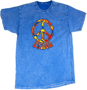 Peace T-shirt Funky Peace Sign Mineral Washed Tie Dye Tee - Yoga Clothing for You