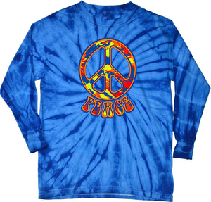 Peace T-shirt Funky 70's Peace Sign Tie Dye Long Sleeve - Yoga Clothing for You