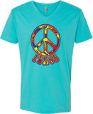 Peace T-shirt Funky 70's Peace V-Neck - Yoga Clothing for You