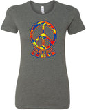 Ladies Peace T-shirt Funky 70's Peace Sign Longer Length Tee - Yoga Clothing for You