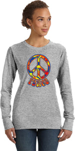 Ladies Peace Sweatshirt Funky 70's Peace Sign - Yoga Clothing for You