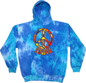 Peace Hoodie Funky 70's Peace Sign Tie Dye Hoody - Yoga Clothing for You