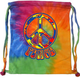 Peace Bag Funky 70's Peace Sign Tie Dye Drawstring Bag - Yoga Clothing for You