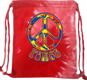 Peace Bag Funky 70's Peace Sign Tie Dye Drawstring Bag - Yoga Clothing for You