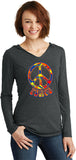 Ladies Peace T-shirt Funky 70's Peace Sign Tri Blend Hoodie - Yoga Clothing for You