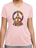 Ladies Peace T-shirt Funky 70's Peace Sign Moisture Wicking Tee - Yoga Clothing for You
