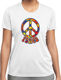 Ladies Peace T-shirt Funky 70's Peace Sign Moisture Wicking Tee - Yoga Clothing for You