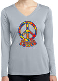 Ladies Peace T-shirt Funky Peace Sign Dry Wicking Long Sleeve - Yoga Clothing for You
