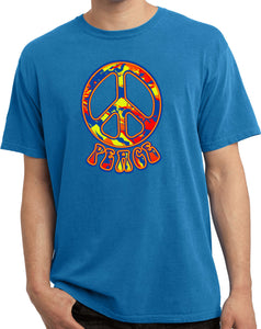 Peace T-shirt Funky 70's Peace Sign Pigment Dyed Tee - Yoga Clothing for You