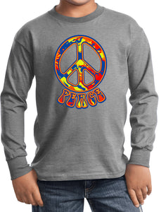 Kids Peace T-shirt Funky 70's Peace Sign Long Sleeve - Yoga Clothing for You