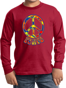 Kids Peace T-shirt Funky 70's Peace Sign Long Sleeve - Yoga Clothing for You