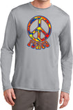 Peace T-shirt Funky 70's Peace Sign Moisture Wicking Long Sleeve - Yoga Clothing for You