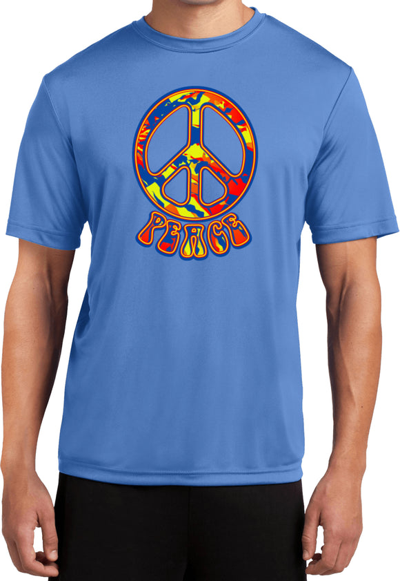 Peace T-shirt Funky 70's Peace Dry Wicking Tee - Yoga Clothing for You