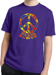 Kids Peace T-shirt Funky Peace Sign Youth Moisture Wicking Tee - Yoga Clothing for You