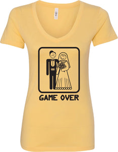 Ladies Game Over V-Neck Shirt Black Print - Yoga Clothing for You
