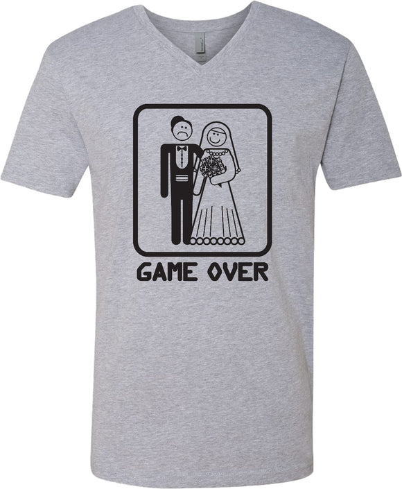 Game Over V-Neck Shirt Black Print - Yoga Clothing for You