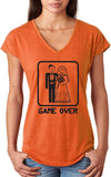 Ladies Game Over Triblend V-Neck Shirt Black Print - Yoga Clothing for You