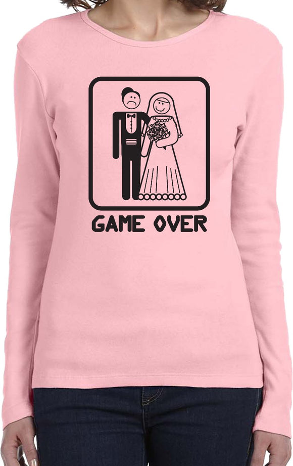 Game Over Black Print Ladies Long Sleeve Shirt - Yoga Clothing for You