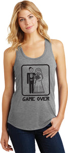 Ladies Game Over Racerback Tank Top Black Print - Yoga Clothing for You