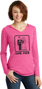 Ladies Game Over Tri Blend Hoodie Black Print - Yoga Clothing for You