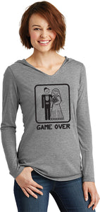 Ladies Game Over Tri Blend Hoodie Black Print - Yoga Clothing for You