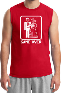 Game Over Muscle Shirt White Print - Yoga Clothing for You