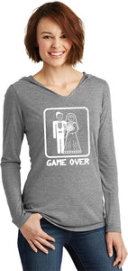 Ladies Game Over TriBlend Hoodie White Print - Yoga Clothing for You