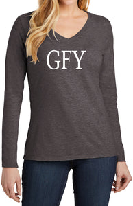 GFY Rude Ladies Long Sleeve V-neck Shirt - Yoga Clothing for You