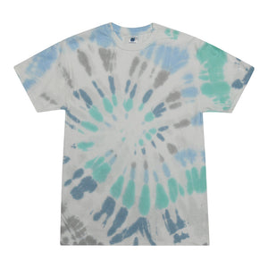 Tie Dye Multi Color Spiral Streak Classic Fit Crewneck Short Sleeve T-shirt for Kids, Glacier - Yoga Clothing for You
