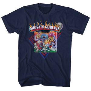 Ghosts 'n Goblins T-Shirt Characters Navy Tee - Yoga Clothing for You