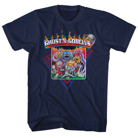 Ghosts 'n Goblins Tall T-Shirt Characters Navy Tee - Yoga Clothing for You