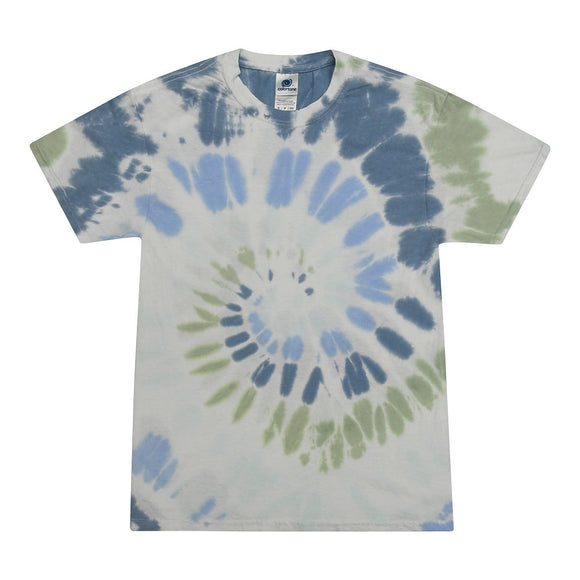 Tie Dye Multi Color Spiral Streak Classic Fit Crewneck Short Sleeve T-shirt for Kids - Yoga Clothing for You