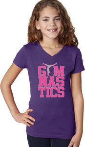 Girls Gymnastics Text V-Neck Shirt - Yoga Clothing for You