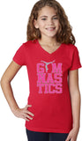 Girls Gymnastics Text V-Neck Shirt - Yoga Clothing for You